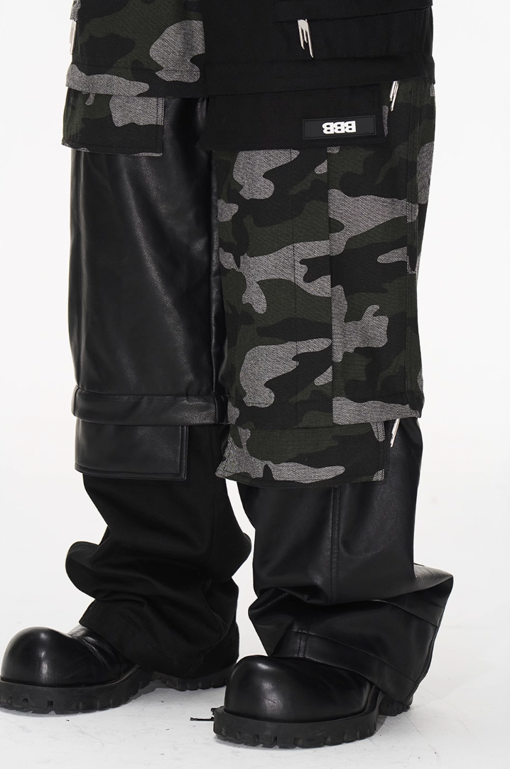 BLIND NO PLAN Camouflage Patchwork Removable Change Work Pants