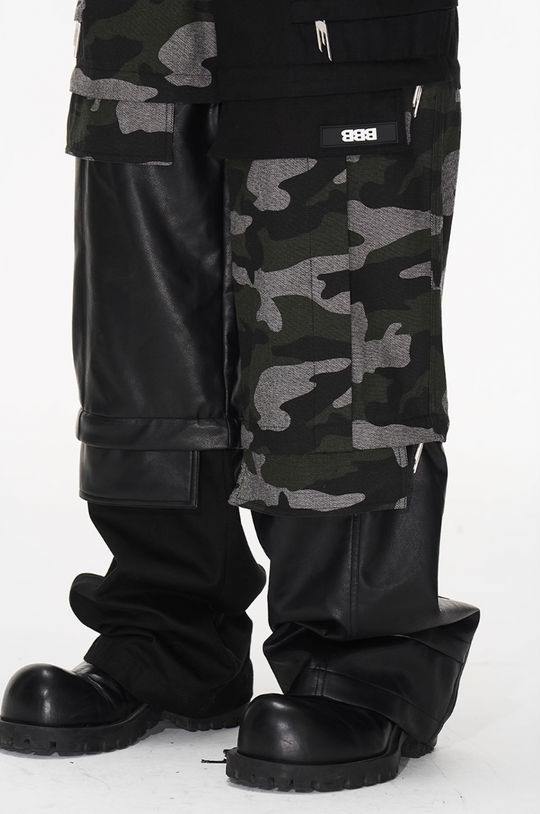 BLIND NO PLAN Camouflage Patchwork Removable Change Work Pants