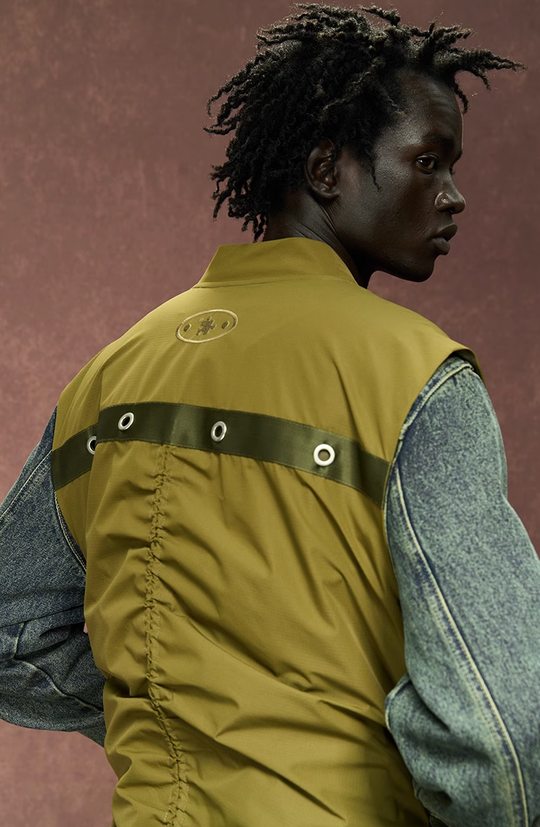 YADcrew Drawstring Pleated Sleeveless Vest