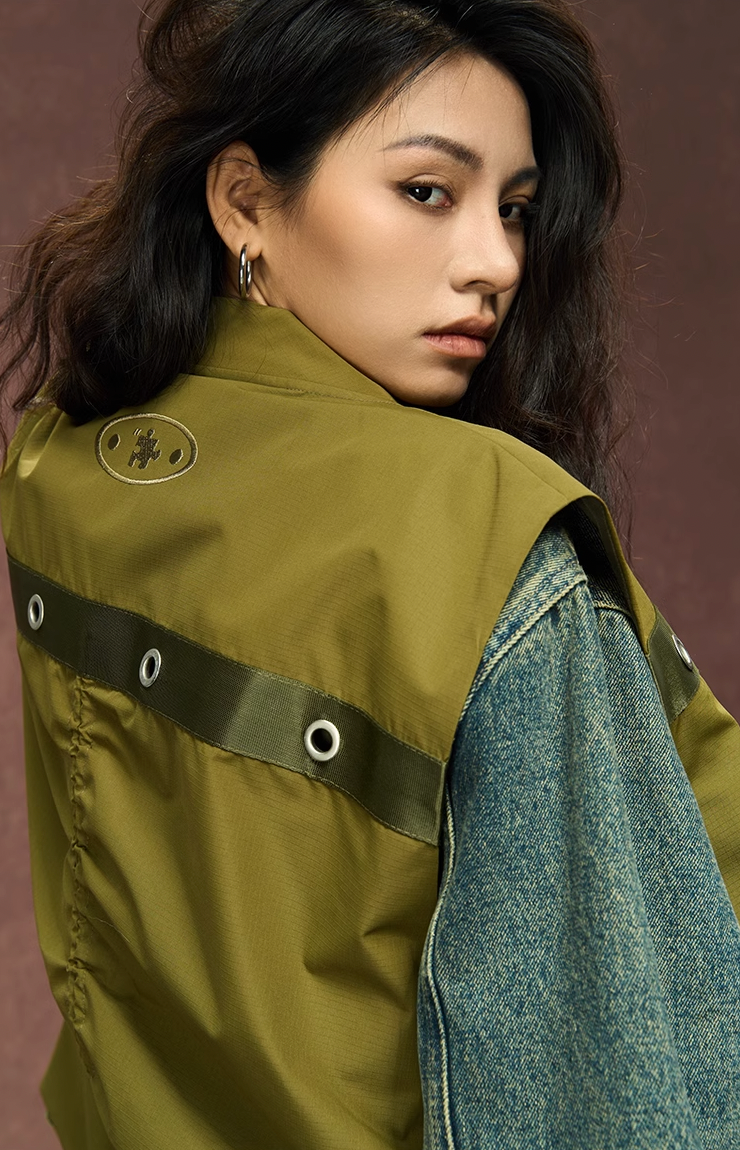 YADcrew Drawstring Pleated Sleeveless Vest