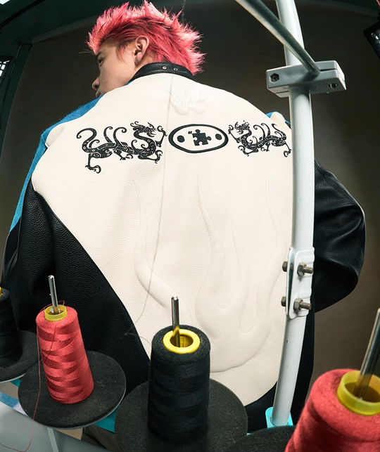 YADcrew Mink Fur Leather Biker Racing Jacket