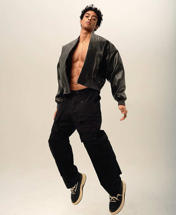 YADcrew x BIPOLAR Distressed 3D Cotton Filled Leather Bomber Jacket