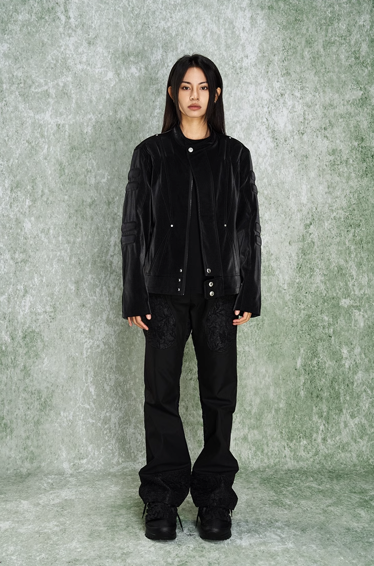 YADcrew x SmallTownKid 3D Cotton Special Texture Leather Jacket