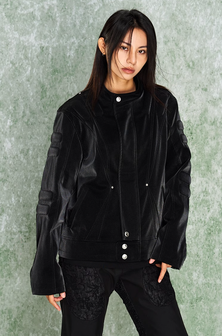 YADcrew x SmallTownKid 3D Cotton Special Texture Leather Jacket