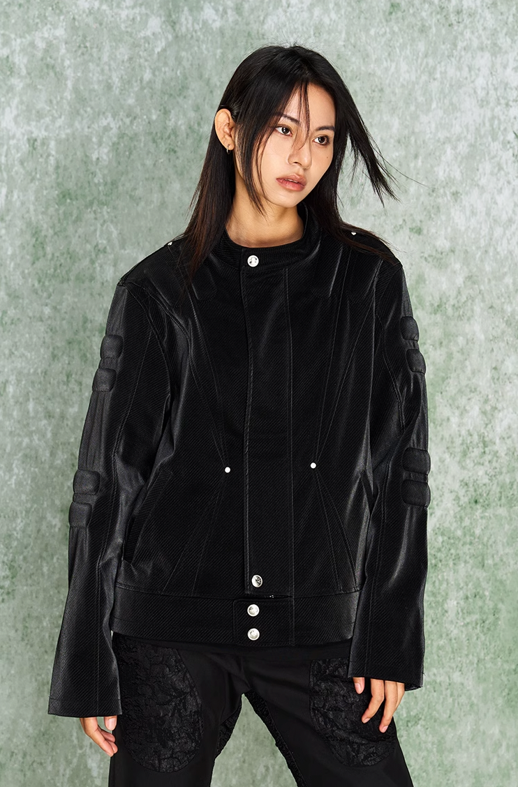 YADcrew x SmallTownKid 3D Cotton Special Texture Leather Jacket