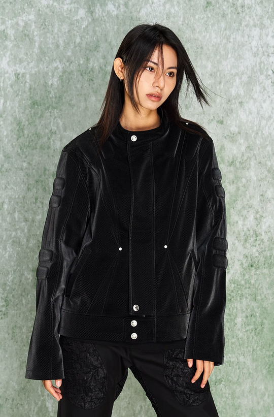 YADcrew x SmallTownKid 3D Cotton Special Texture Leather Jacket