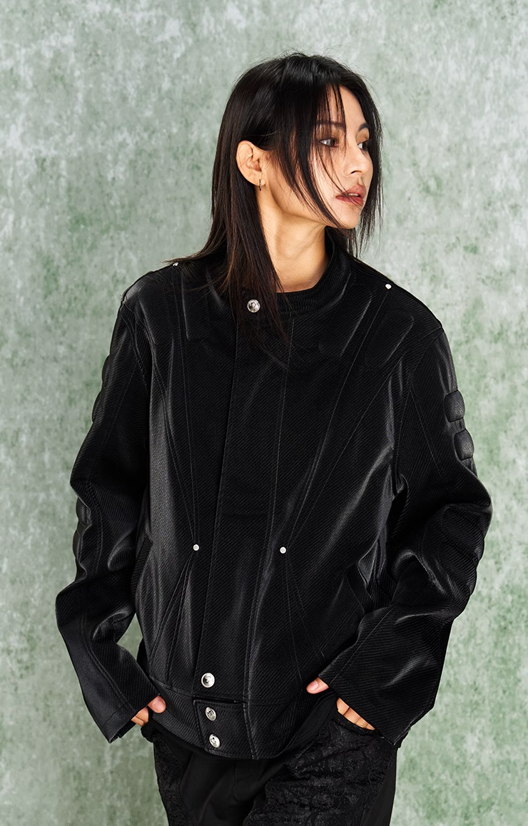YADcrew x SmallTownKid 3D Cotton Special Texture Leather Jacket