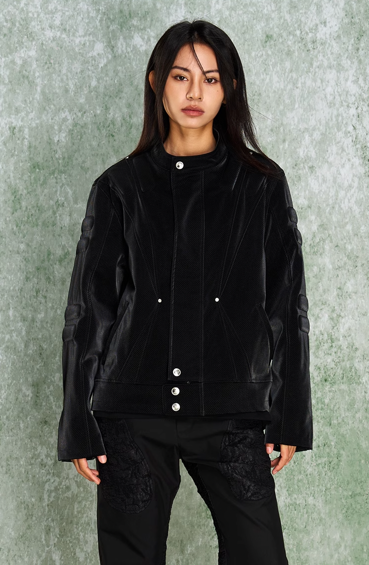 YADcrew x SmallTownKid 3D Cotton Special Texture Leather Jacket