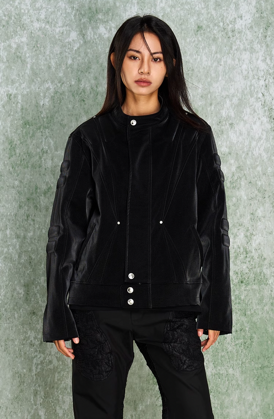 YADcrew x SmallTownKid 3D Cotton Special Texture Leather Jacket