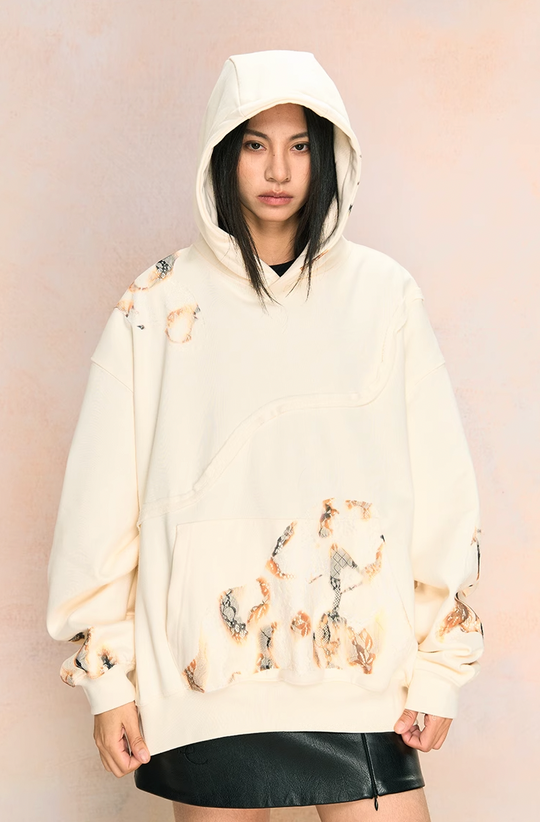 YADcrew Fire Burn Lace Broken Seam Hoodie