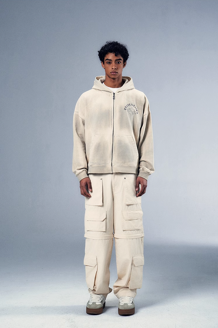 YADcrew x BIPOLAR Mud Dyed Vintage Zipper Hoodie