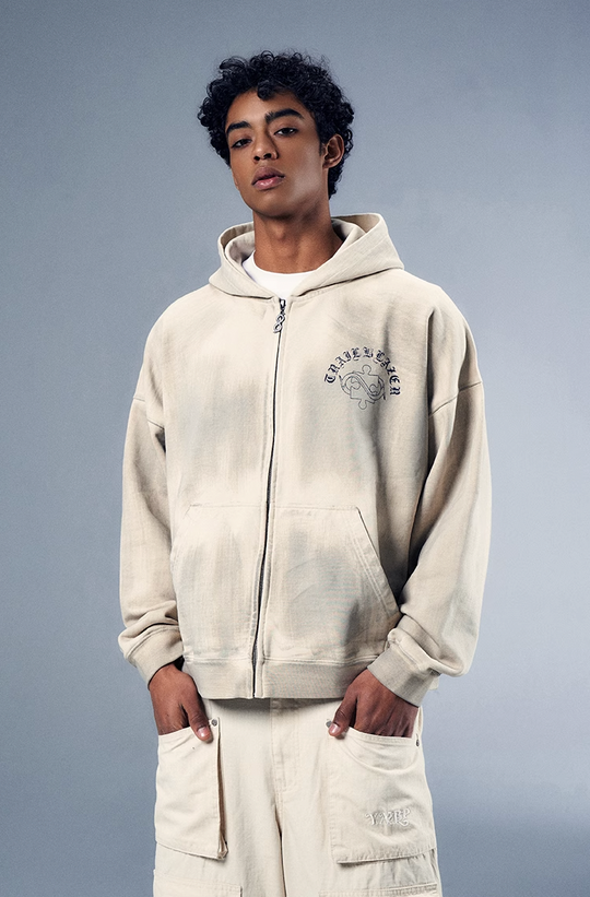YADcrew x BIPOLAR Mud Dyed Vintage Zipper Hoodie