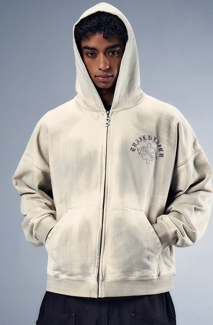 YADcrew x BIPOLAR Mud Dyed Vintage Zipper Hoodie