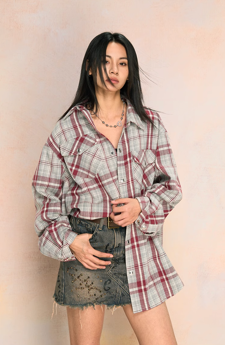 YADcrew Dark Plaid Shirt
