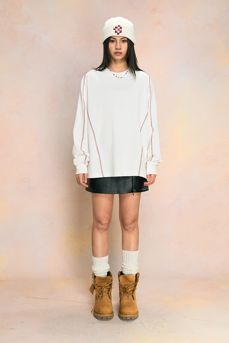 YADcrew Decorative Line Functional Long Sleeve Tee