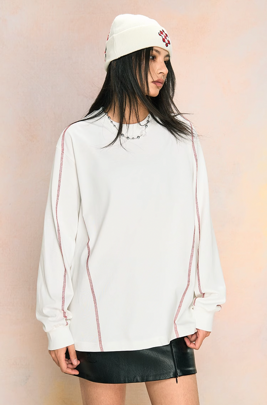 YADcrew Decorative Line Functional Long Sleeve Tee