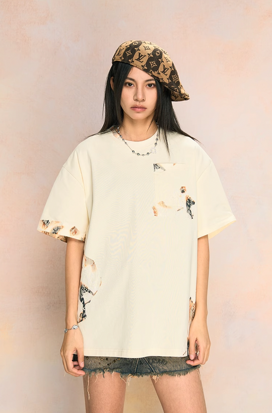 YADcrew Fire Lace Patchwork Tee