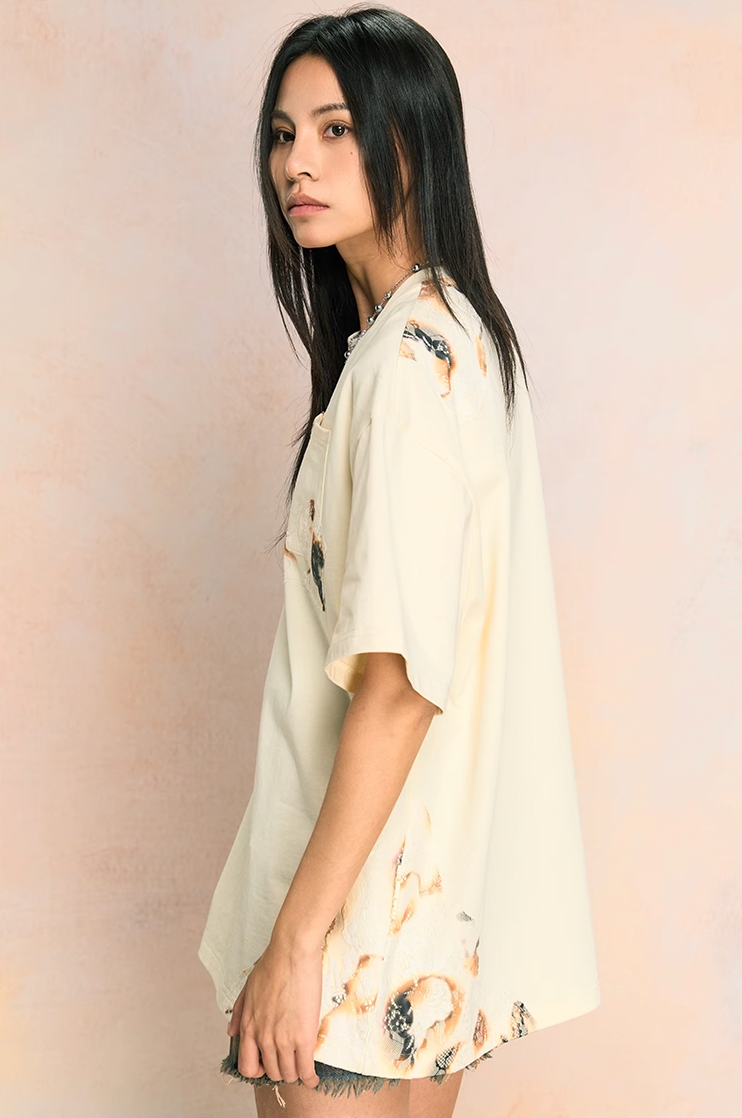 YADcrew Fire Lace Patchwork Tee