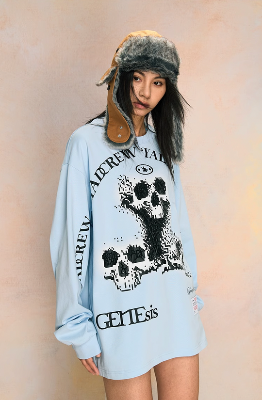 YADcrew Skeleton Print Long Sleeve Tee
