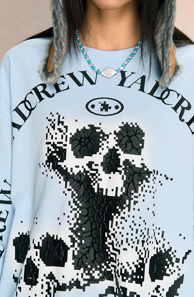 YADcrew Skeleton Print Long Sleeve Tee