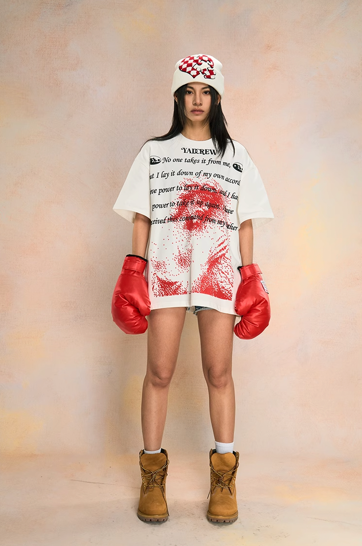 YADcrew Pixel Dot Sage Bubble Print Tee