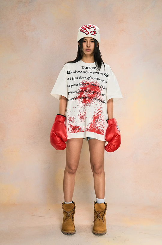 YADcrew Pixel Dot Sage Bubble Print Tee