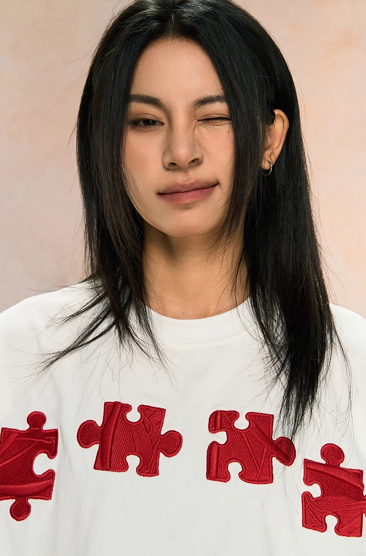 YADcrew Jigsaw 3D Texture Embroidery Tee