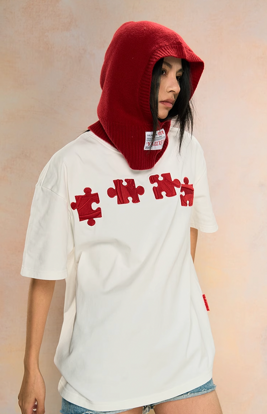 YADcrew Jigsaw 3D Texture Embroidery Tee