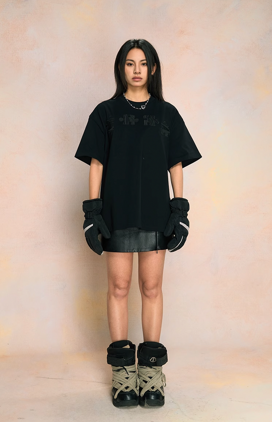 YADcrew Jigsaw 3D Texture Embroidery Tee