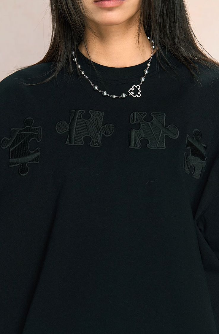 YADcrew Jigsaw 3D Texture Embroidery Tee