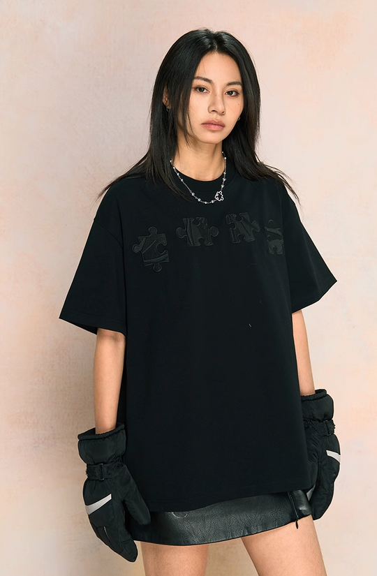 YADcrew Jigsaw 3D Texture Embroidery Tee