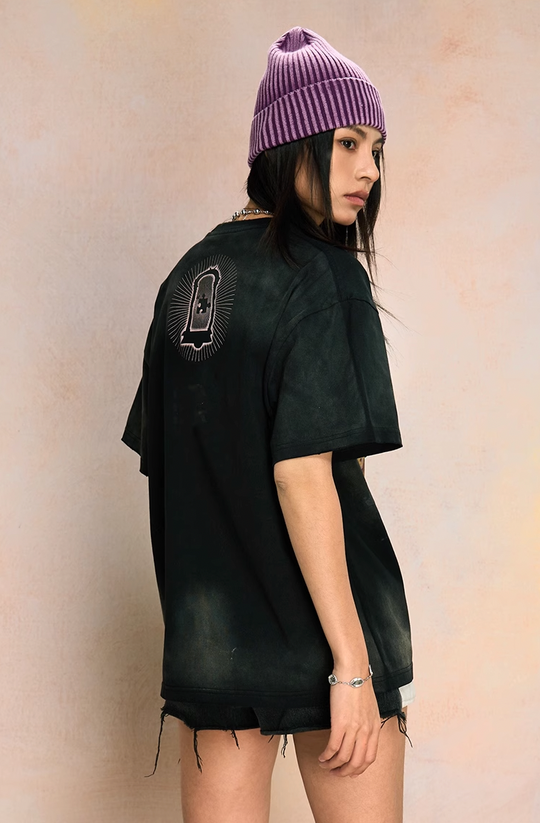 YADcrew Fire Washed & Frayed Tee