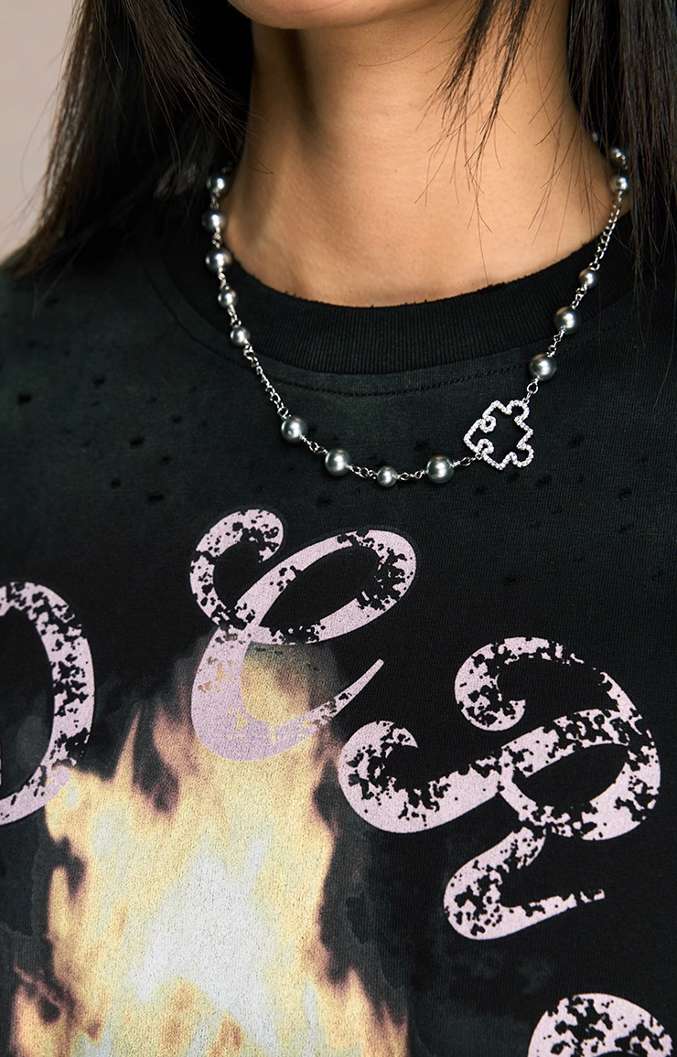 YADcrew Fire Washed & Frayed Tee