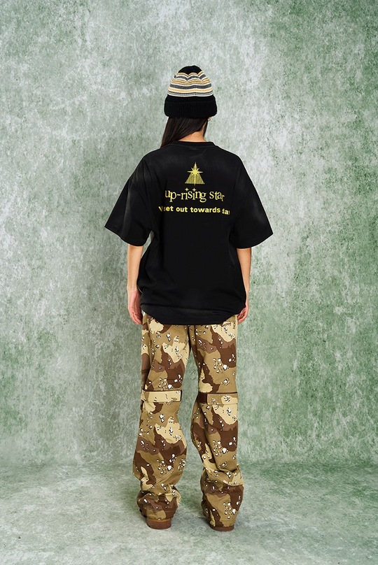 YADcrew R-STAR Sunrise Washed Applique Embroidered Angel Tee