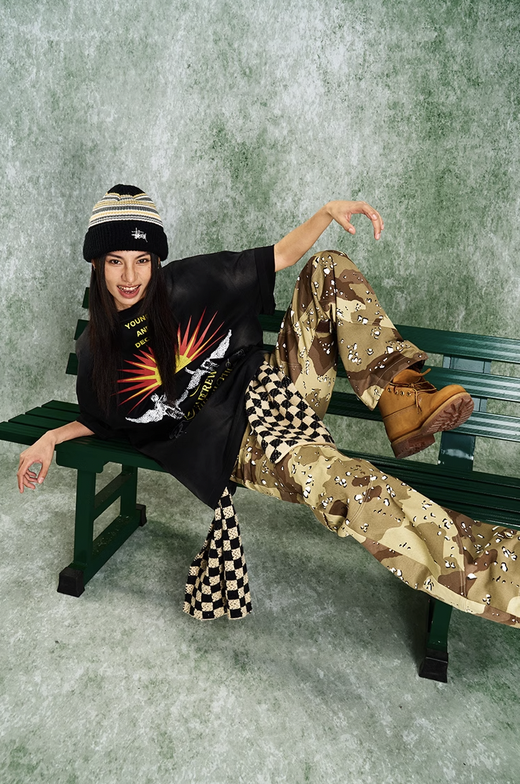 YADcrew R-STAR Sunrise Washed Applique Embroidered Angel Tee