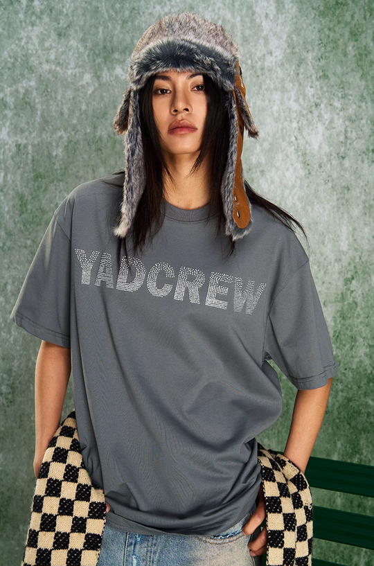 YADcrew Letter Dissipation Bead Tube Embroidery Tee