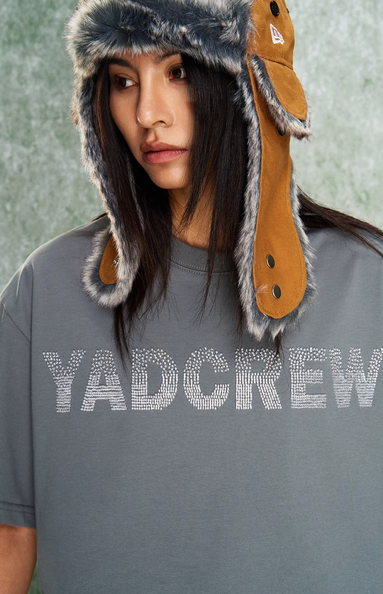 YADcrew Letter Dissipation Bead Tube Embroidery Tee