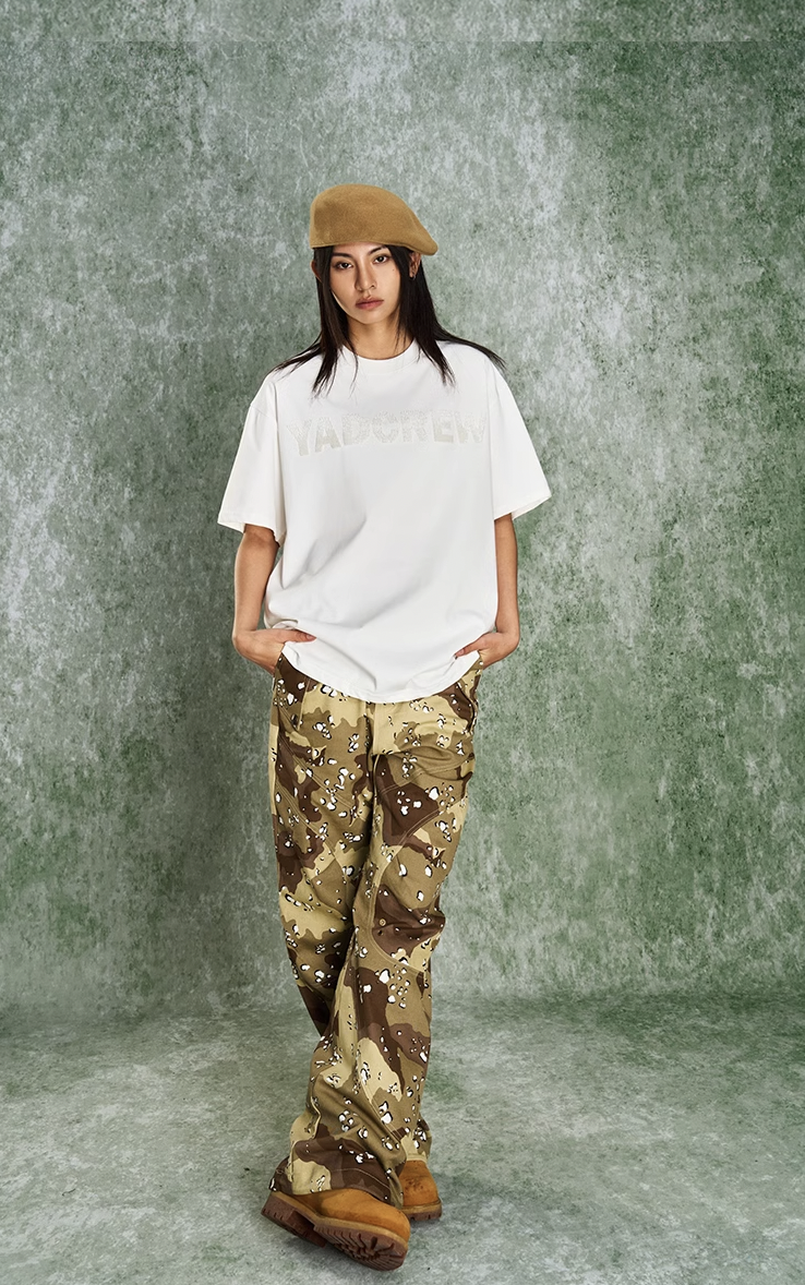 YADcrew Letter Dissipation Bead Tube Embroidery Tee