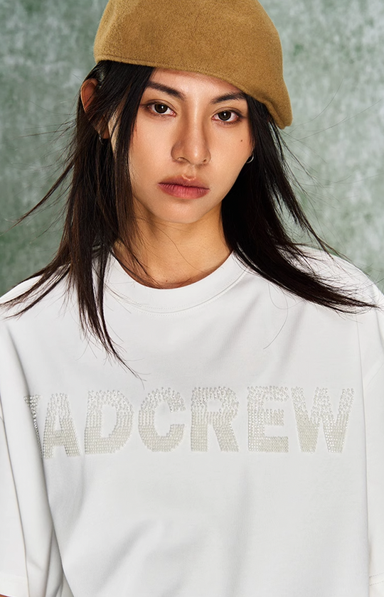 YADcrew Letter Dissipation Bead Tube Embroidery Tee