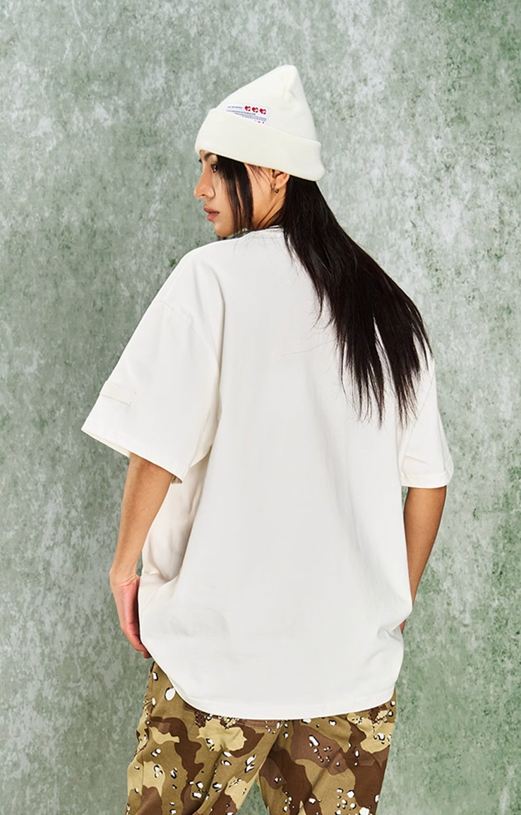 YADcrew Letter Dissipation Bead Tube Embroidery Tee