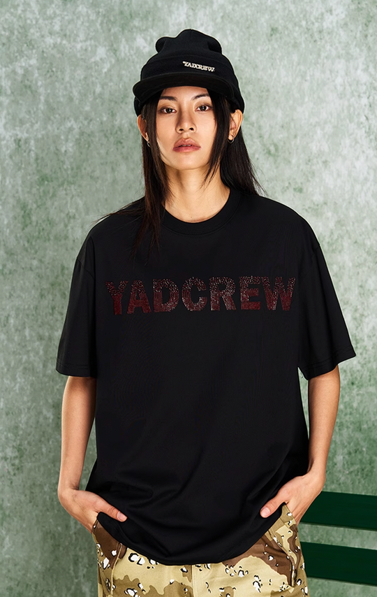 YADcrew Letter Dissipation Bead Tube Embroidery Tee
