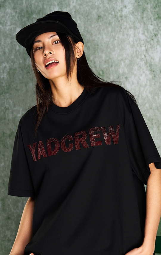 YADcrew Letter Dissipation Bead Tube Embroidery Tee