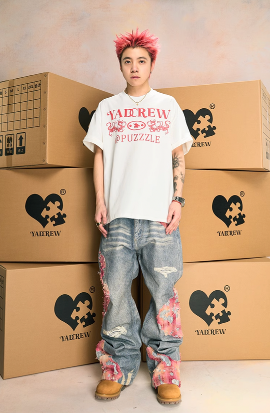 YADcrew Evening Lace Print Denim Jeans | Face 3 Face