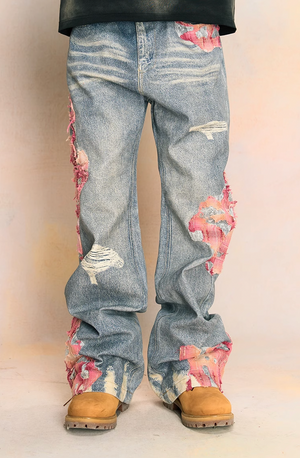 YADcrew Evening Lace Print Denim Jeans