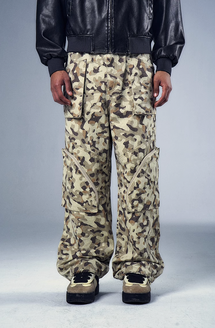 YADcrew x BIPOLAR Camouflage Multi Pocket Cargo Pants