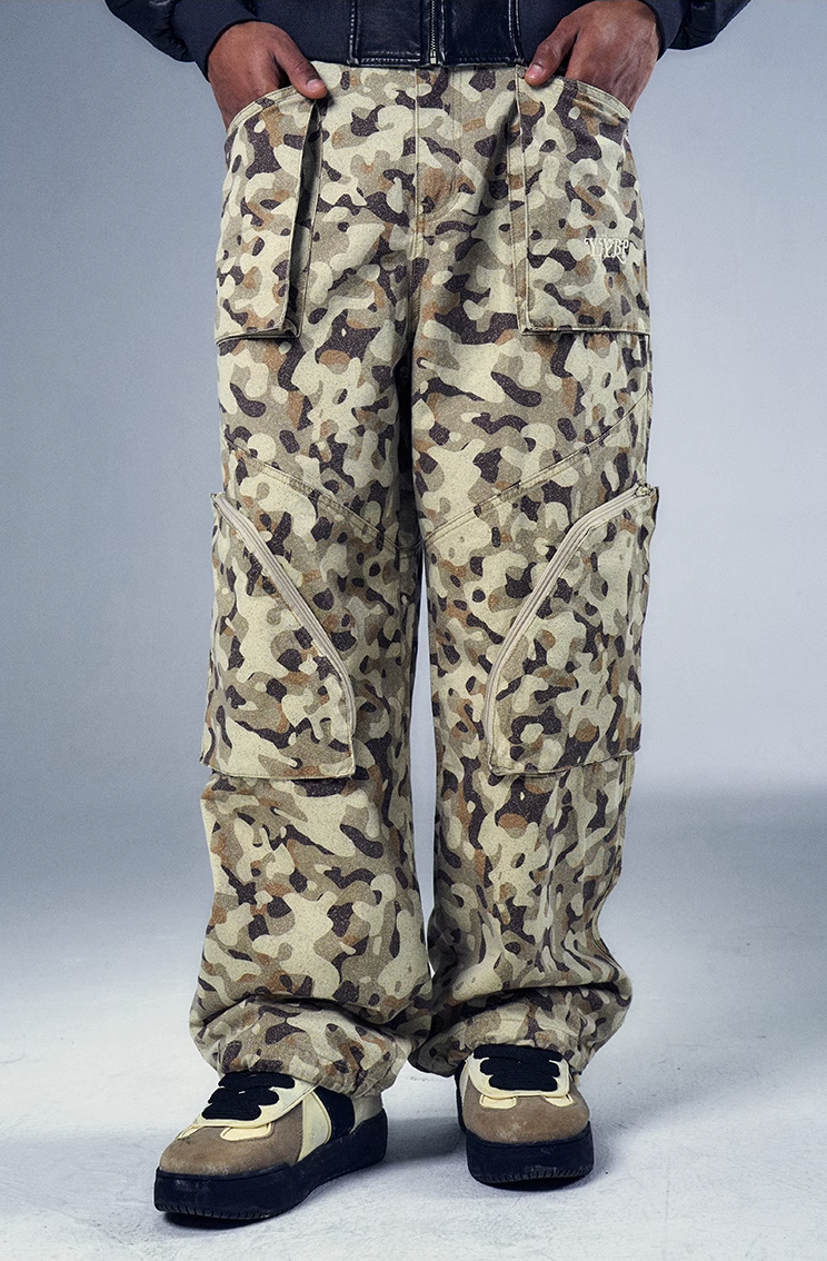 YADcrew x BIPOLAR Camouflage Multi Pocket Cargo Pants