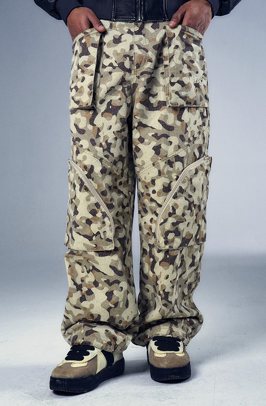 YADcrew x BIPOLAR Camouflage Multi Pocket Cargo Pants