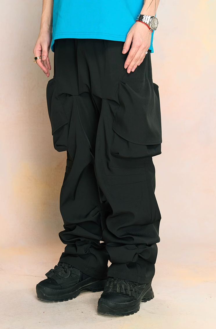YADcrew Large Pockets Spider Web Cargo Pants