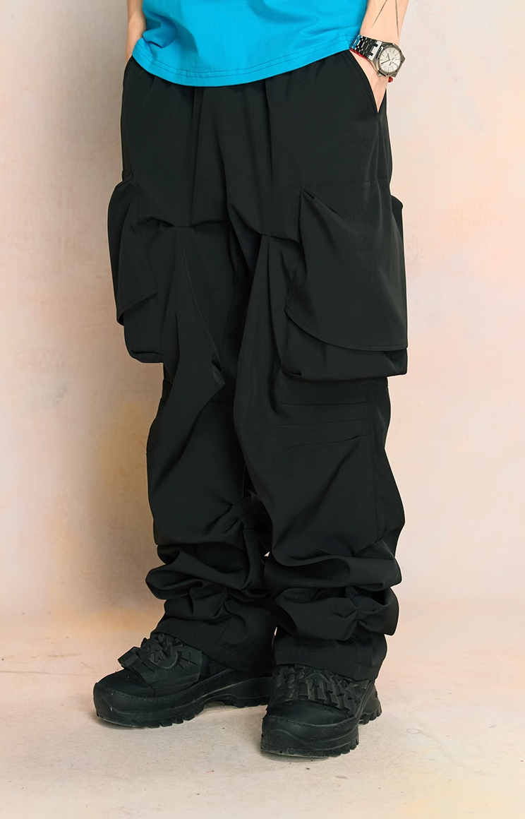 YADcrew Large Pockets Spider Web Cargo Pants