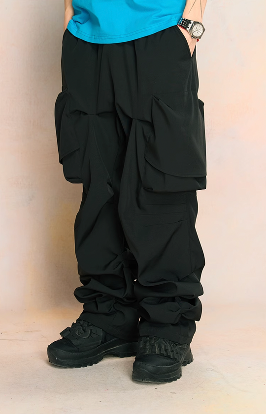 YADcrew Large Pockets Spider Web Cargo Pants